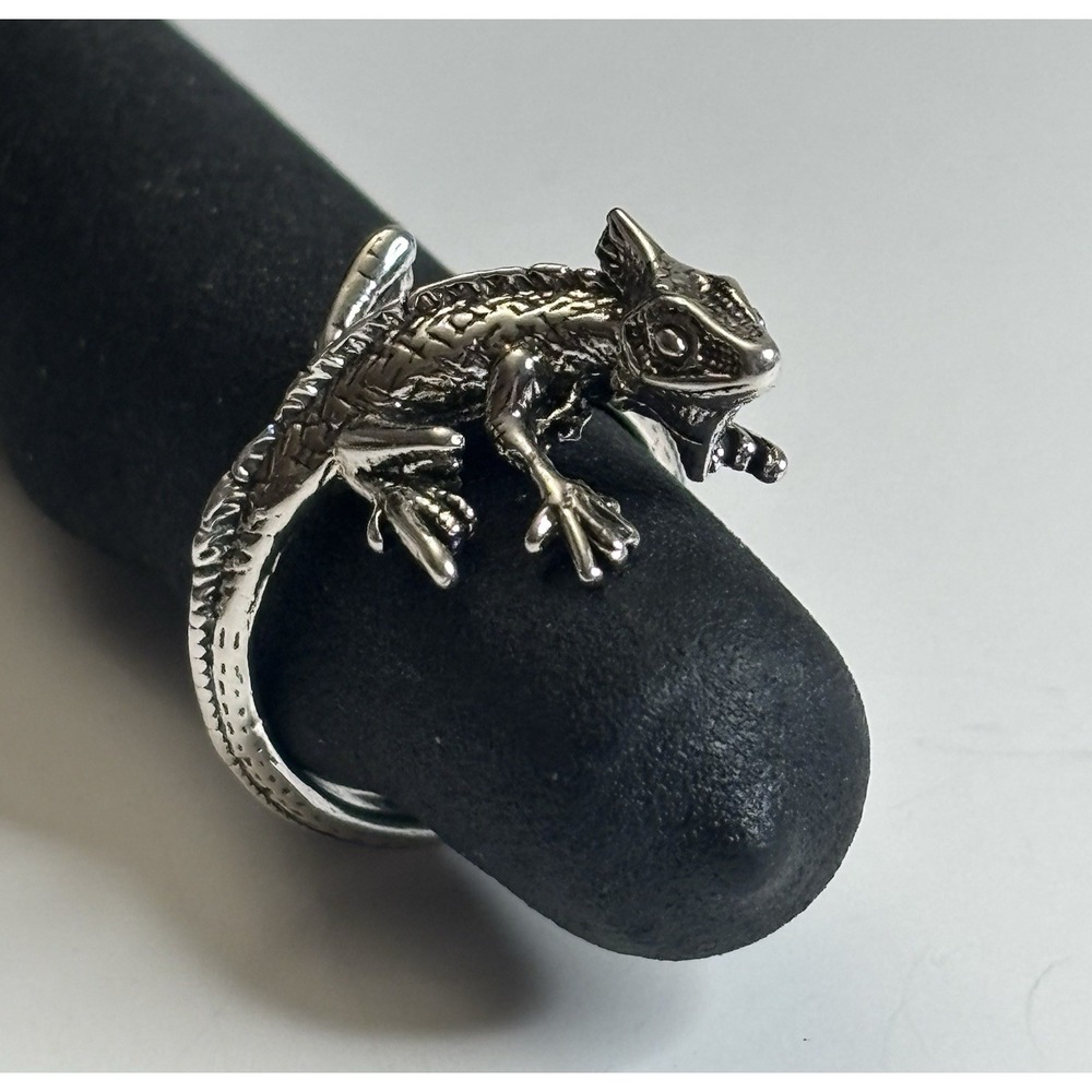 Vintage Crawling Lizard Ring Silver Tone Adjustable